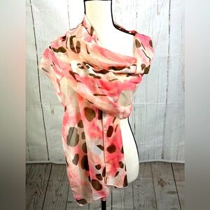 Pink Brown Abstract Print Scarf Wrap